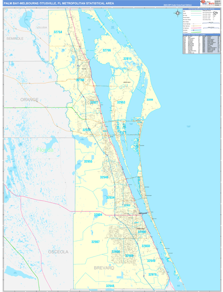 Palm Bay-Melbourne-Titusville Metro Area Map Book Color Cast Style